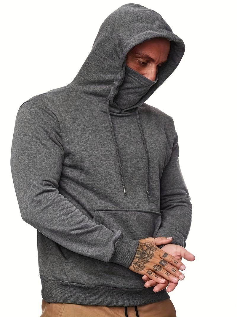Sweat À Capuche Avec Masque Intégré Et Manches Longues Pour Homme | Idéal Pour Un Usage Quotidien