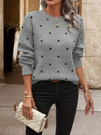 Pull À Manches Longues avec Motif À Pois pour Femme | Idéal pour La Mi-Saison Et L’Hiver