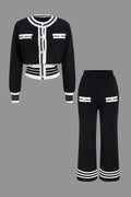 Ensemble Deux Pièces avec Cardigan Court et Pantalon Large pour Femme | Idéal pour le Quotidien et le Bureau