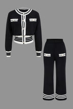 Ensemble Deux Pièces avec Cardigan Court et Pantalon Large pour Femme | Idéal pour le Quotidien et le Bureau