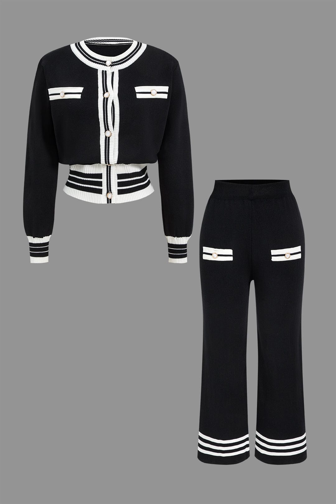 Ensemble Deux Pièces avec Cardigan Court et Pantalon Large pour Femme | Idéal pour le Quotidien et le Bureau