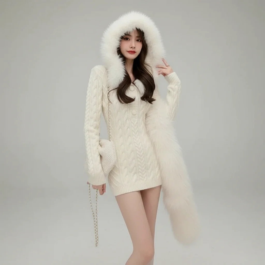Robe Pull À Capuche pour Femme | Idéale pour Les Journées D’Hiver