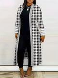 Cardigan À Motif Pied-De-Poule avec Coupe Ample pour Femme | Idéal pour La Mi-Saison