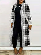 Cardigan À Motif Pied-De-Poule avec Coupe Ample pour Femme | Idéal pour La Mi-Saison