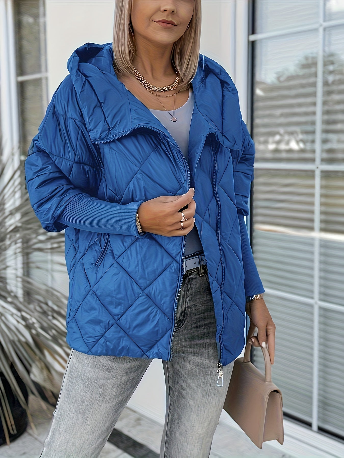 Veste Matelassée Avec Capuche Et Fermeture À Glissière Pour Femmes | Idéal Pour Usage Quotidien Et Activités Extérieures