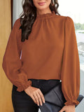 Blouse À Col Volanté Et Manches Bouffantes Pour Femmes | Idéal Pour Usage Quotidien Ou Occasions Décontractées