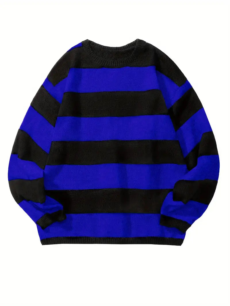 Pull Rayé à Col Rond avec Style Rétro pour Homme | Idéal pour le Quotidien et les Sorties