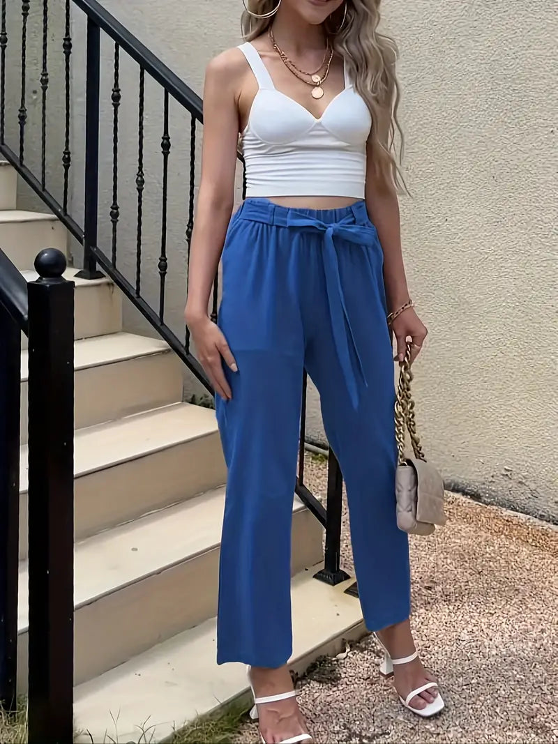 Pantalon Décontracté À Taille Nouée Pour Femmes | Idéal Pour Usage Quotidien