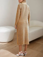 Ensemble Deux Pièces avec Veste à Col Rond Contrasté et Jupe Midi pour Femmes | Idéal pour Événements et Réunions