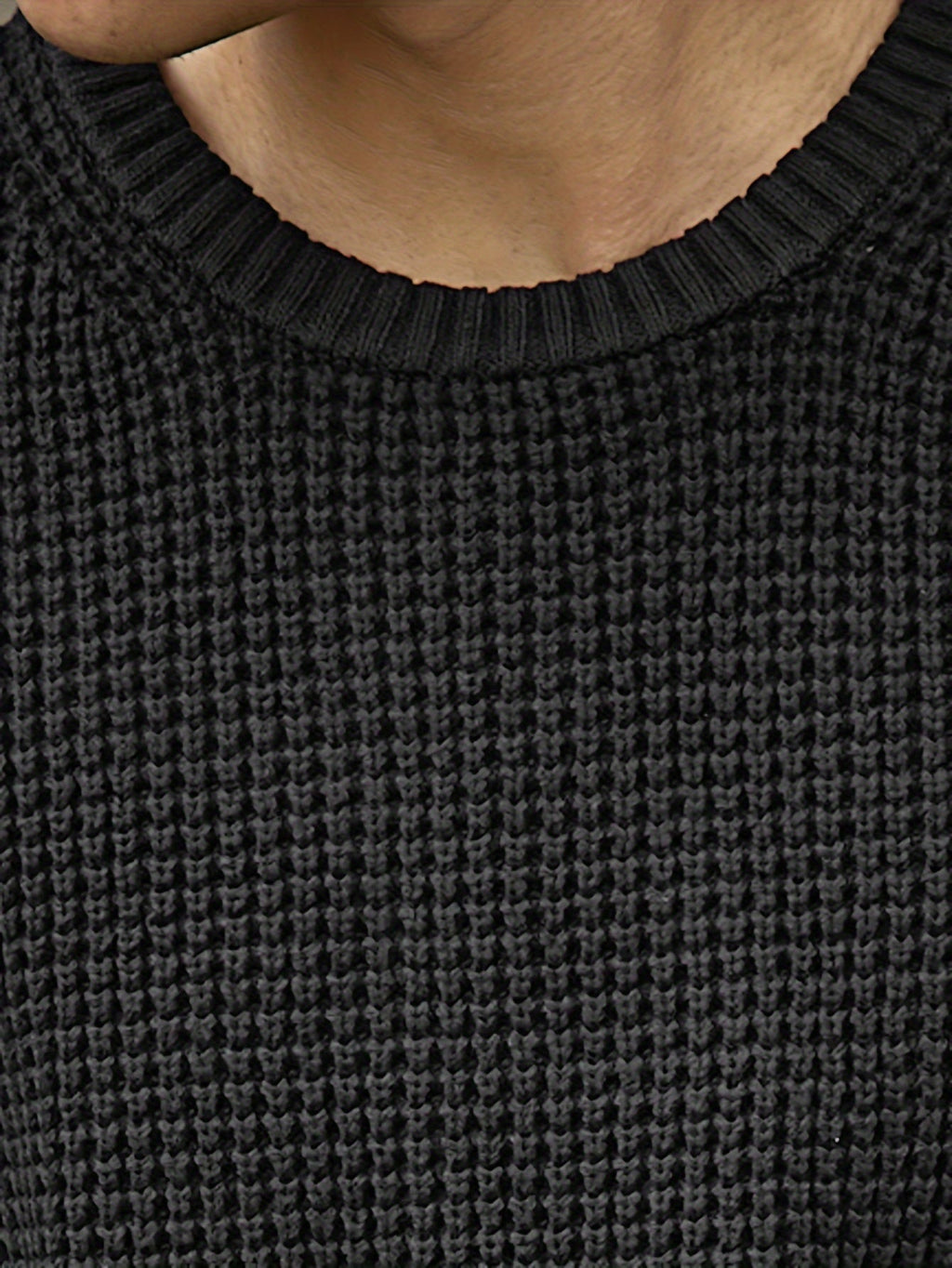 Pull Tricoté à Texture Gaufrée avec Col Rond pour Hommes | Idéal pour la Mi-Saison