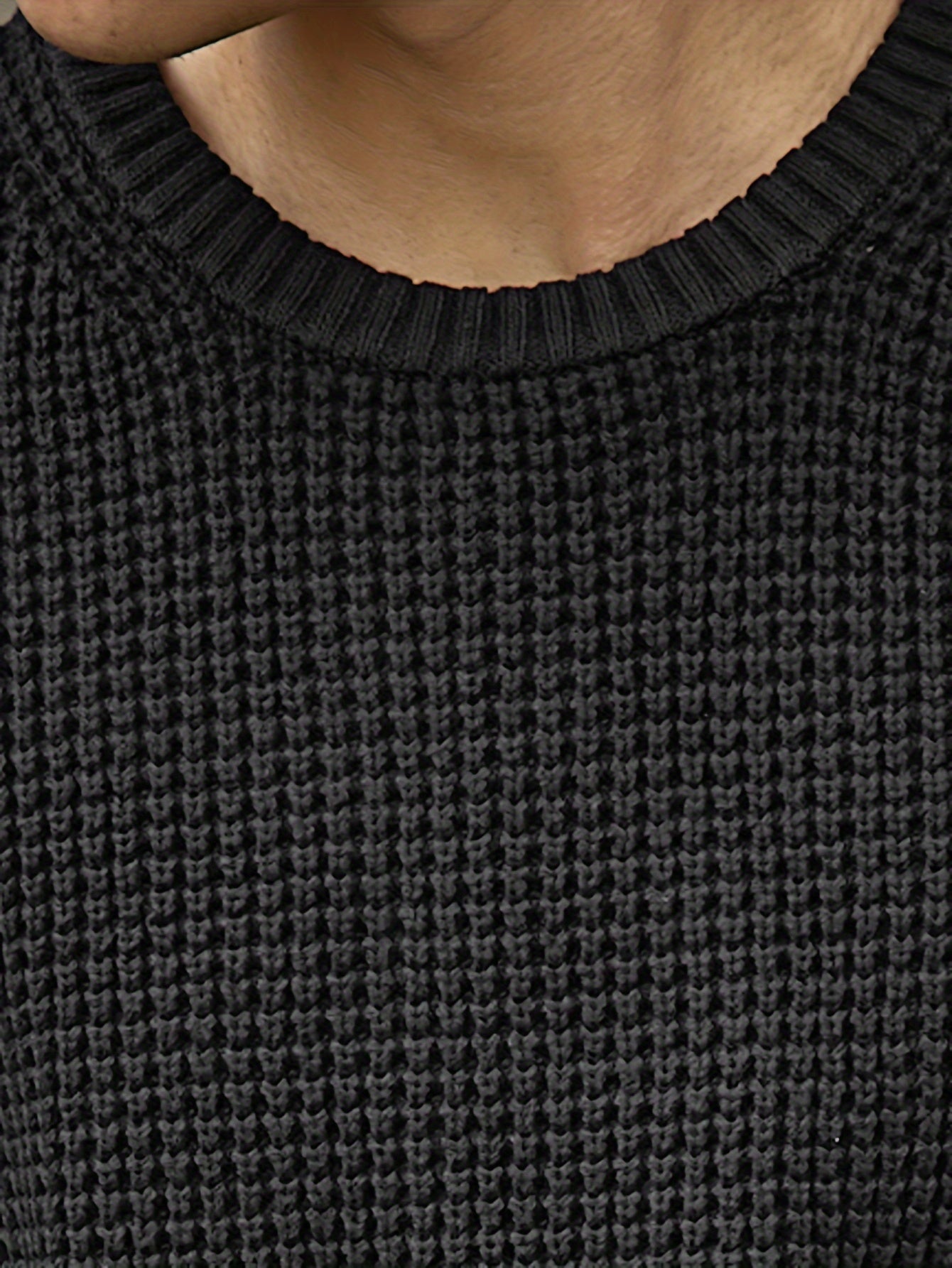 Pull Tricoté à Texture Gaufrée avec Col Rond pour Hommes | Idéal pour la Mi-Saison