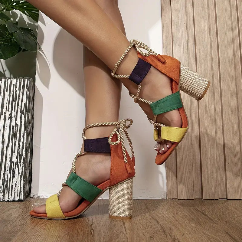 Sandales À Talon Avec Bride À La Cheville Et Détails Décoratifs Pour Femme | Idéales Pour Usage Quotidien Et Événements