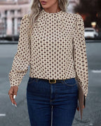 Blouse À Manches Longues Avec Motif Imprimé Et Coupe Ample Pour Femmes | Idéal Pour Usage Quotidien