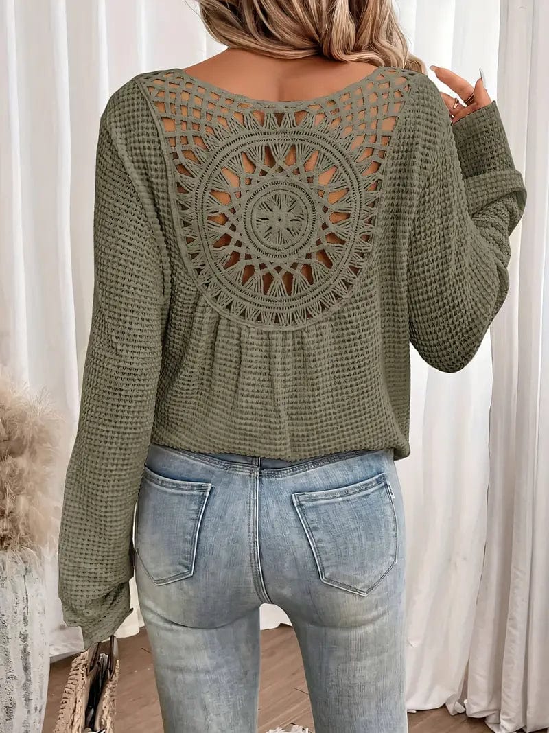 Pull À Col En V En Maille Gaufrée Pour Femme | Idéal Pour La Mi-Saison