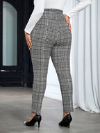 Pantalon de Loisirs à Carreaux Noirs pour Femme | Idéal pour le Bureau ou un Usage Quotidien