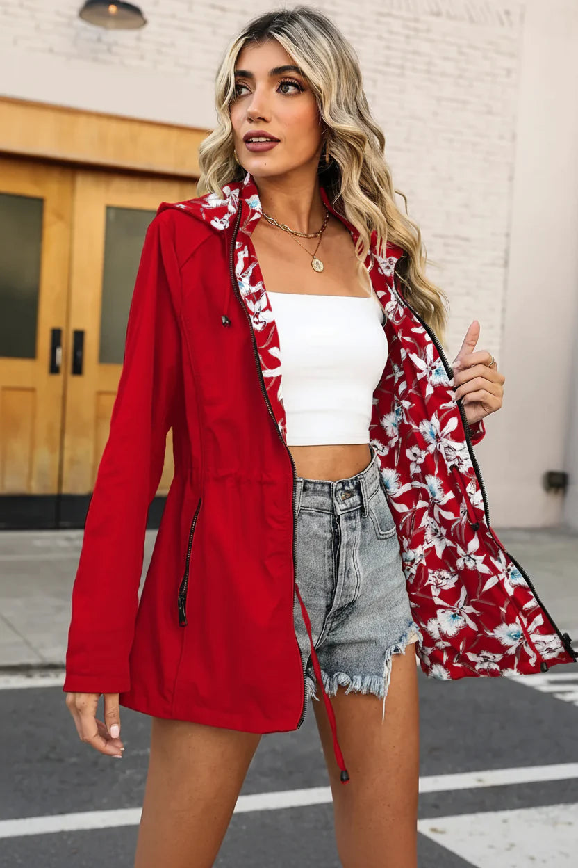 Veste Légère À Capuche Avec Taille Ajustable Pour Femme | Idéale Pour La Mi-Saison Et Les Sorties Quotidiennes