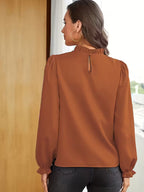 Blouse À Col Volanté Et Manches Bouffantes Pour Femmes | Idéal Pour Usage Quotidien Ou Occasions Décontractées