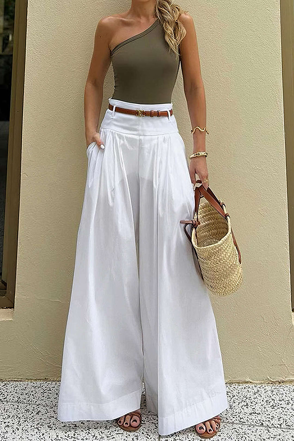 Pantalon Palazzo à Taille Haute pour Femme | Idéal pour les Tenues d’Été et de Soirée
