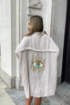 Kimono Oversize Léger avec Motif Brodé au Dos pour Femme | Idéal pour l'Été