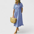 Robe Chemise Midi à Rayures avec Coupe Décontractée pour Femme | Idéale pour Usage Quotidien et Loisirs