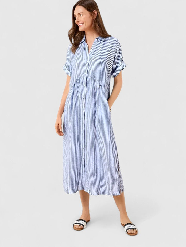 Robe Chemise Midi à Rayures avec Coupe Décontractée pour Femme | Idéale pour Usage Quotidien et Loisirs