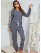 Ensemble À Col En V avec Pantalon À Taille Ajustable pour Femmes | Idéal pour La Détente À La Maison