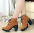 Bottines à Lacets avec Bout Rond et Talon de 8,5 cm pour Femmes | Idéales pour l’Automne et l’Hiver