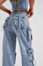 Ensemble Corset à Bretelles et Pantalon Cargo à Coupe Décontractée pour Femme | Idéal pour Tenues Décontractées