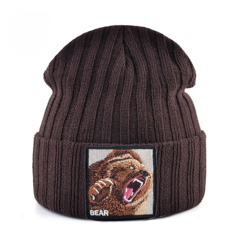 Bonnet Tricoté À Patchs Brodés pour Adulte | Idéal pour La Saison Hivernale