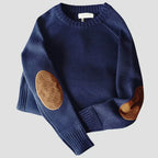 Pull en Maille Épaisse pour Hommes avec Coudières Contrastantes | Idéal pour l’Automne et l’Hiver