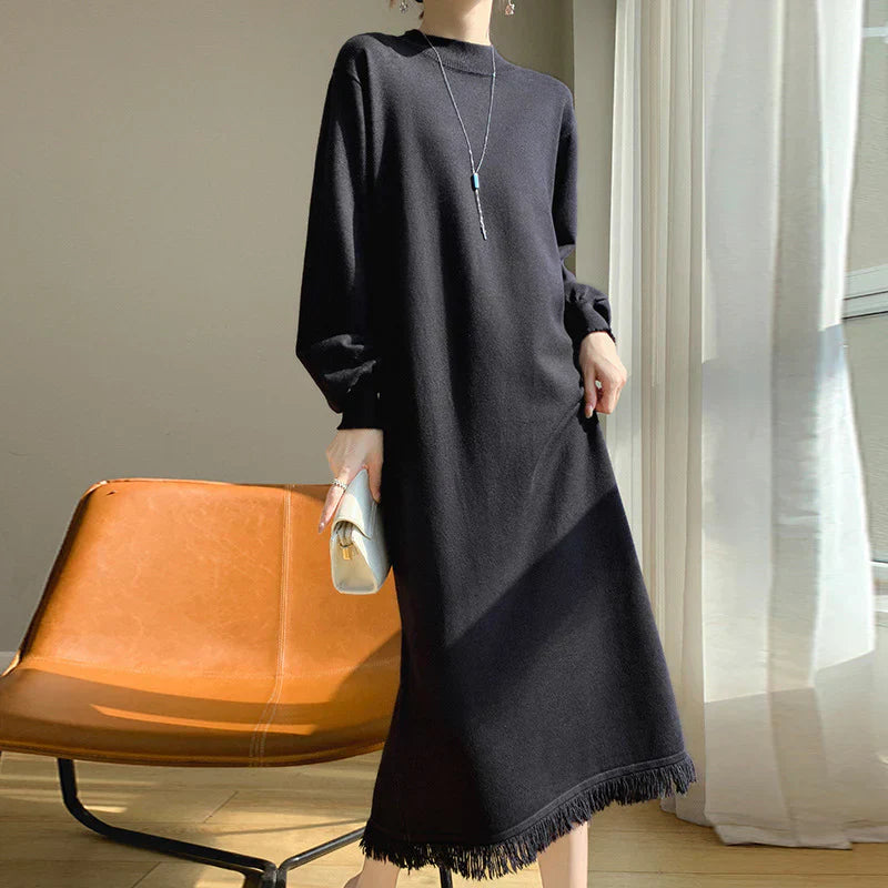 Robe Avec Ourlet À Franges Et Encolure Ras-Du-Cou Pour Femme | Idéale Pour Le Jour Et Le Soir