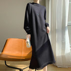 Robe Avec Ourlet À Franges Et Encolure Ras-Du-Cou Pour Femme | Idéale Pour Le Jour Et Le Soir