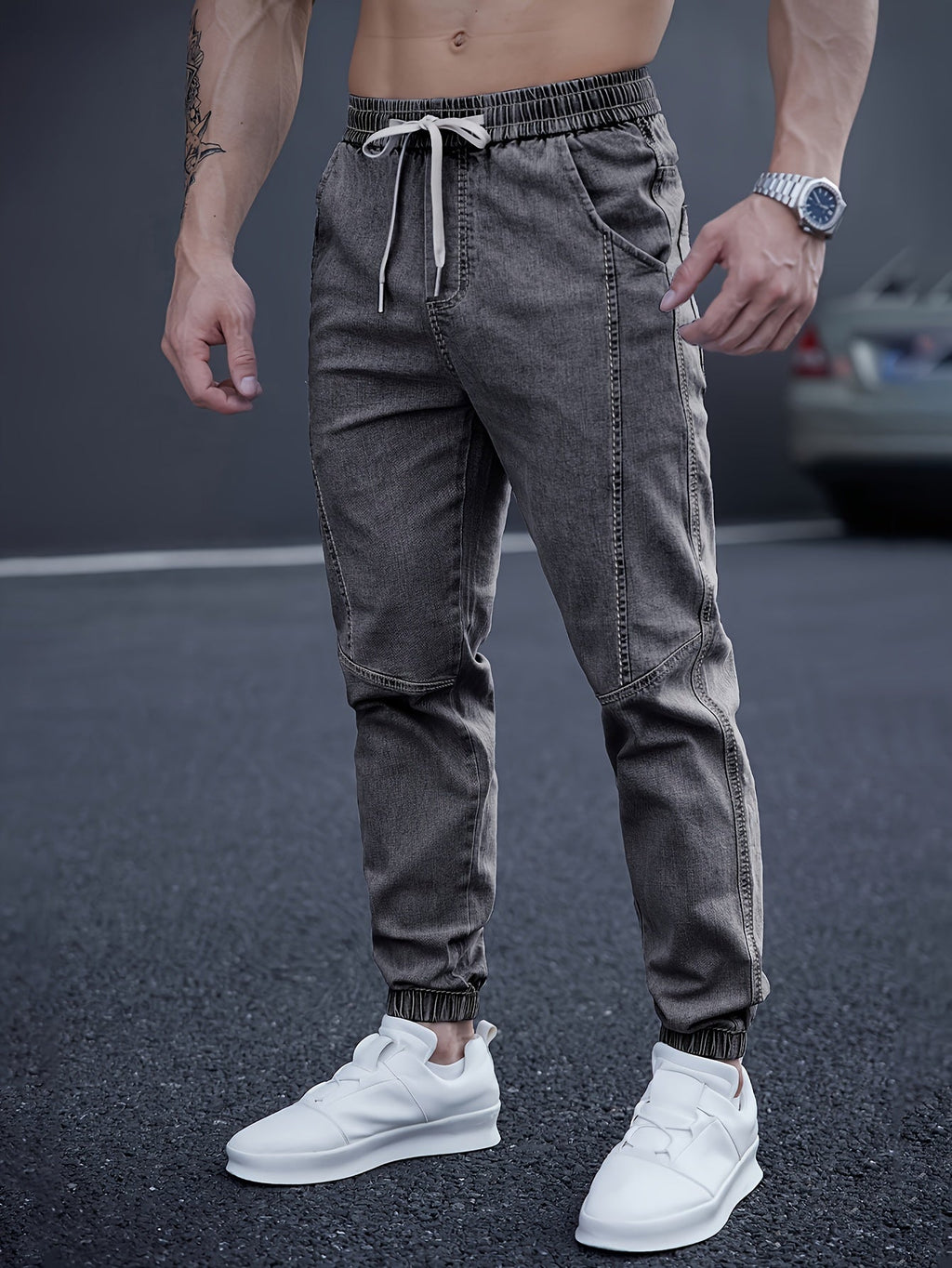 Pantalon Cargo avec Taille Élastiquée et Chevilles Ajustées pour Homme | Idéal pour le Quotidien