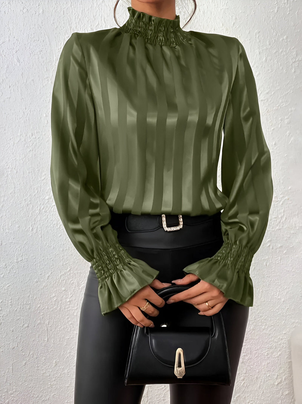 Blouse À Manches Longues Avec Design Plissé Pour Femme | Idéal Pour Les Occasions Quotidiennes Et Professionnelles