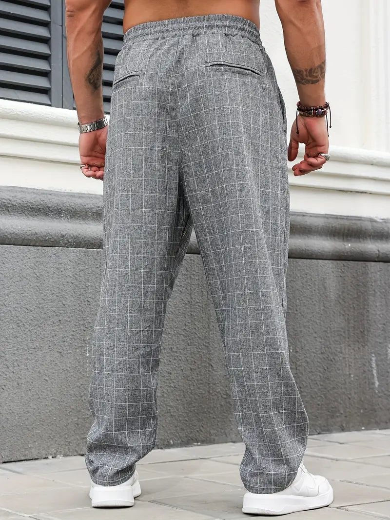 Pantalon à Motif avec Taille Élastique et Cordon pour Homme | Idéal pour un Usage Quotidien