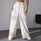 Pantalon Tailleur À Jambe Large Avec Taille Haute Pour Femme | Idéal Pour Usage Professionnel Et Quotidien
