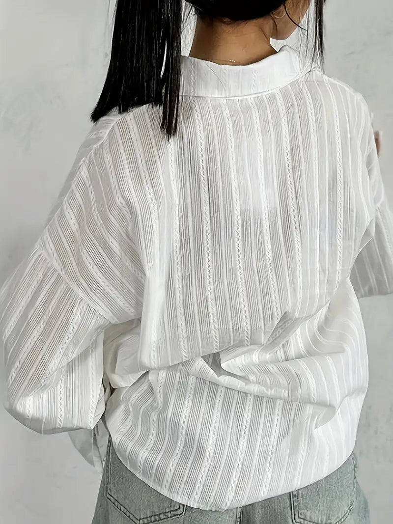 Blouse à Manches Longues avec Détails en Dentelle Verticale pour Femmes | Idéal pour le Bureau et les Occasions Quotidiennes