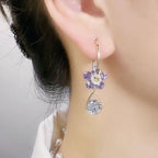 Boucles D’Oreilles avec Pendentif Fleur Cristal pour Femme | Idéal pour Les Occasions Spéciales