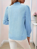 Blouse à Carreaux avec Détail Nœud pour Femme | Idéale pour Usage Quotidien et Bureau