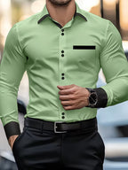 Chemise À Manches Longues Avec Fermeture Boutonnée Et Coupe Ajustée Pour Homme | Idéale Pour Le Bureau Et Les Occasions Formelles