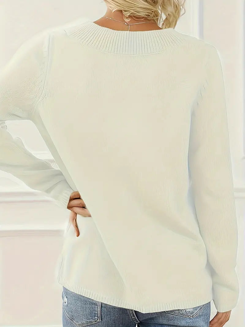 Pull à Col en V avec Détail Boutonné pour Femme | Idéal pour un Usage Quotidien