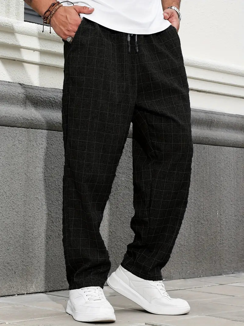Pantalon à Motif avec Taille Élastique et Cordon pour Homme | Idéal pour un Usage Quotidien