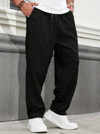Pantalon à Motif avec Taille Élastique et Cordon pour Homme | Idéal pour un Usage Quotidien