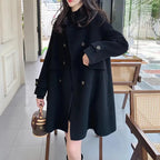 Manteau Mi-Long Croisé avec Fermeture à Boutons pour Femmes | Idéal pour Saison Froide