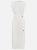 Robe Midi Sans Manches Avec Boutons Pour Femme | Idéale Pour Usage Quotidien Et Occasions