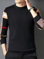 Pull À Manches Longues Avec Motif Rayé Sur Les Manches Pour Hommes | Idéal Pour Un Usage Quotidien