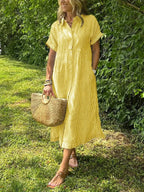 Robe Longue avec Col et Boutonnage Frontal pour Femme | Idéal pour l'Été Décontracté