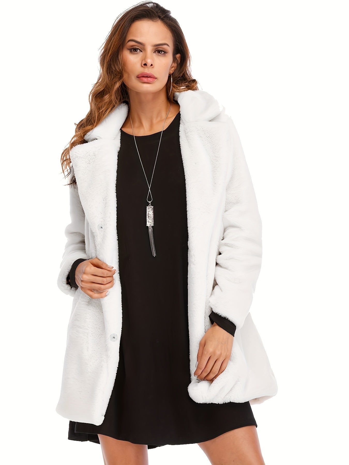 Manteau Mi-Long avec Fermeture à Boutons Cachés et Poches pour Femme | Idéal pour l’Hiver