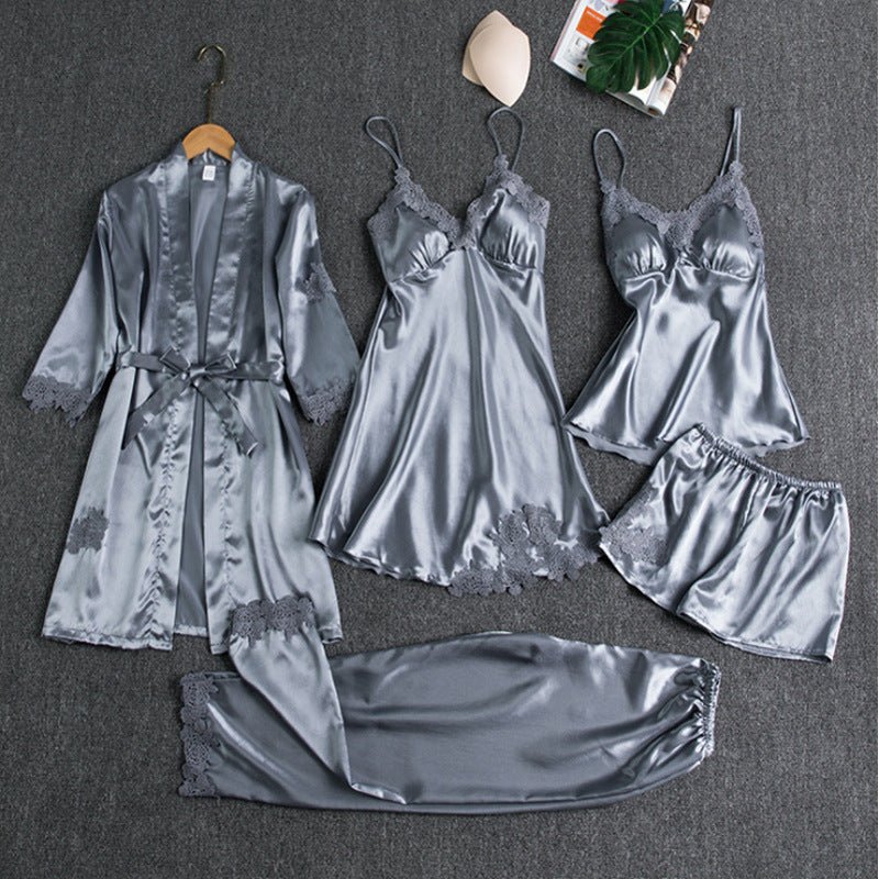 Ensemble Pyjama Trois Pièces avec Kimono, Haut et Short pour Femme | Idéal pour la Détente à la Maison