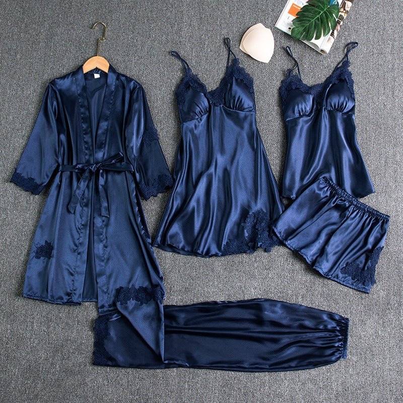 Ensemble Pyjama Trois Pièces avec Kimono, Haut et Short pour Femme | Idéal pour la Détente à la Maison
